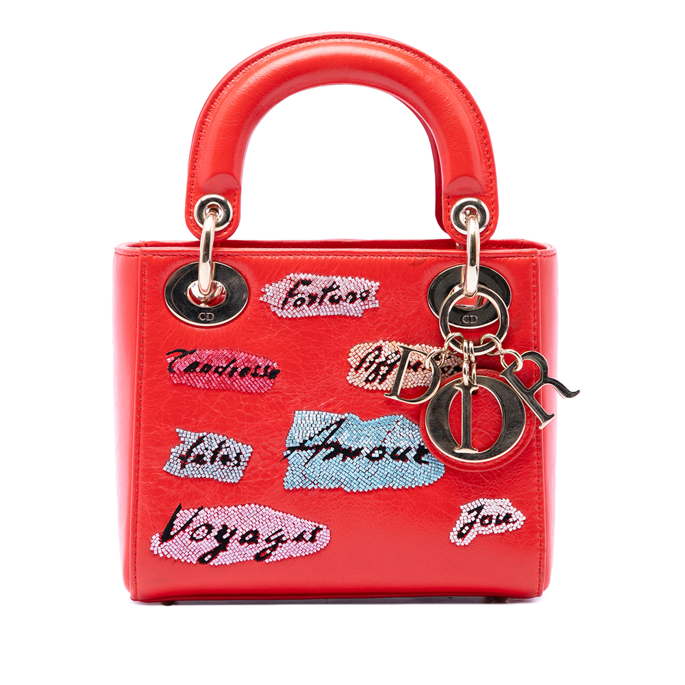 Pre-Loved Dior Mini Calfskin Beaded Lady Dior